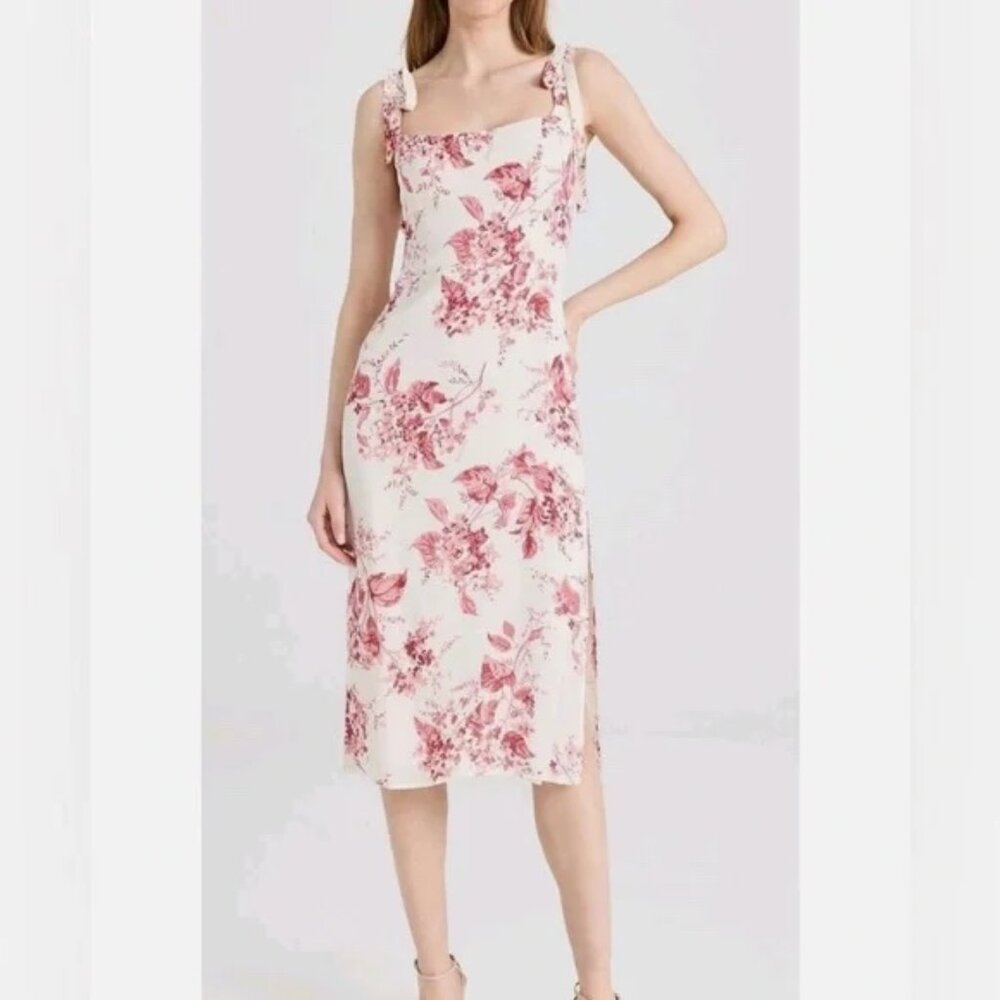 Reformation Red & Cream Floral Lined Dress